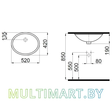 Умывальник iDevit Hilton 0001-0526 картинка 2